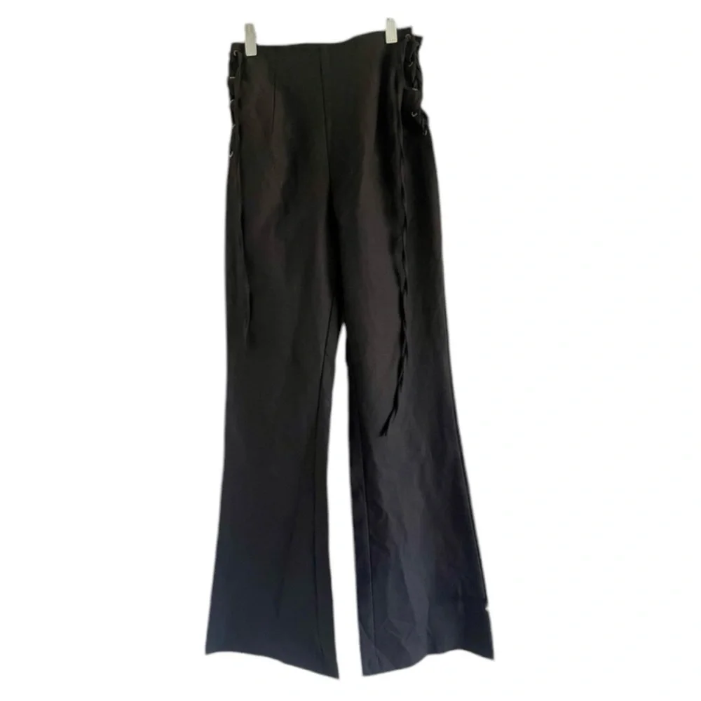 SHEIN Women’s Black Side Tie Style Flared Legs-Pull‎ On Pants-Size XS